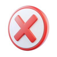 Three Dimensional Red Cross Button for User Interface Design png