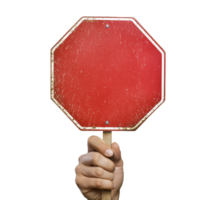 Empty Red Stop Sign Held Up as a Warning Gesture in Traffic Context png
