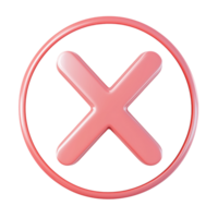 3D Red Cross Icon in Circular Design for Error Indication png