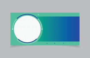 a green and blue banner with a circular shape abstract background vector