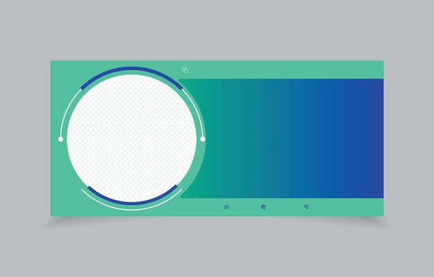 a green and blue banner with a circular shape abstract background