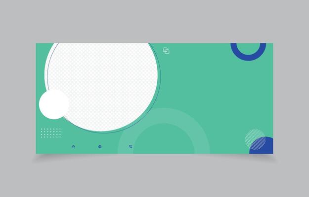 a green and blue card with a circular shape