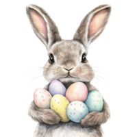 Charming Rabbit with Colorful Easter Eggs for Spring Celebration png