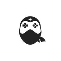 ninja with a game controller vector