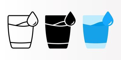 Drink icon set. Glass of water sign. for mobile concept and web design. illustration on white background vector