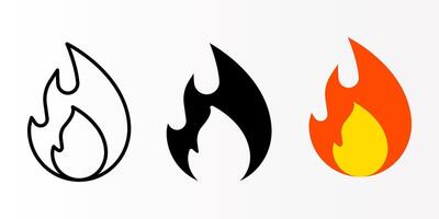 Fire icon set. fire flame sign. for mobile concept and web design. illustration on white background vector