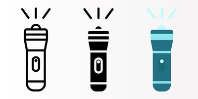 Flashlight icon set. Torch sign. for mobile concept and web design. illustration on white background vector