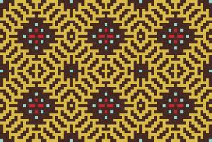 Square Ikatee Patternfolk Embroidery, Aztec Geometric Ornament Print. Design for Carpet, Wallpaper, Clothing, Wrapping, Fabric vector