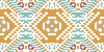 Sari Pattern Ikatee Patternfolk Embroidery, Aztec Geometric Ornament Print. Design for Carpet, Wallpaper, Clothing, Wrapping, Fabric vector