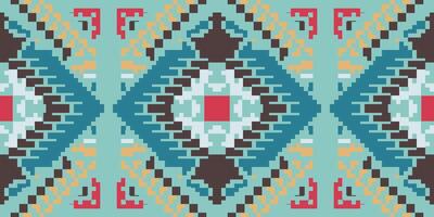 Retro Ikatee Patternfolk Embroidery, Aztec Geometric Ornament Print. Design for Carpet, Wallpaper, Clothing, Wrapping, Fabric vector