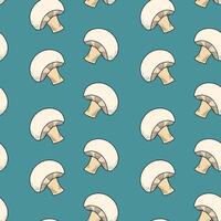 Pattern with champignons on a blue background vector