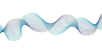 Abstract blue wave lines isolated on white background. Dynamic sound wave. design element. A wave with lines created with the Blend Tool. Design element. illustration. vector