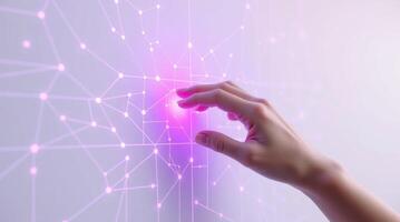 Cybersecurity concept visualized through a neural network with ethereal light effects photo