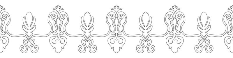 Repeating strokes of tribal ornament border in deep brown. vector