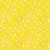 Hand Drawn Lemon Slices Seamless Pattern. Fresh citrus, chopped lemons pattern, cartoon summer lemonade backdrop, juice and vitamin products. vector