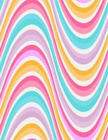 Colorful Retro Wavy Seamless Pattern Background, Vibrant abstract wavy pattern with pastel colors vector