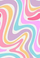 Abstract background with wavy pastel colored lines in a retro and playful design vector