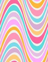 Vibrant abstract wavy pattern with pastel colors, inspired by retro 70s aesthetics. A seamless background for modern and vintage designs vector