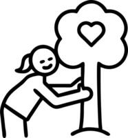 Young woman hugging a tree in forest representing love for nature protection against deforestation pollution and climate change concept as Young woman hugging a tree in forest repr Clean vector