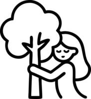 Young woman tree hugging in the forest concept of people loving nature and trees to protect from deforestation pollution climate change concept as Young woman hugging a tree in for Clean vector