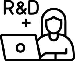 Women use a computer with the R and D icon for Research and Development on the laptop screen RD Research and Development Business Science Technology Concept Manage costs more ef Clean vector