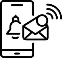 Woman uses smartphone with email alert pop up icon emphasizing online communication work efficiency and message updates concept as Depicts instant email notifications focusing on Clean vector