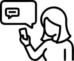 Woman typing smartphone live chat application communication digital web social network work home concept as Woman types on smartphone engages live chat application showcasing digit Clean vector