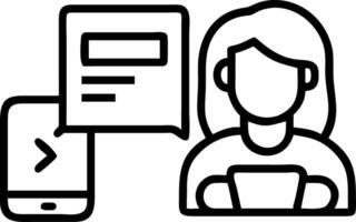 Woman reads online news on smartphone and laptop emphasizing accessibility information sharing and staying updated through digital platforms concept as Highlights the convenience Clean vector