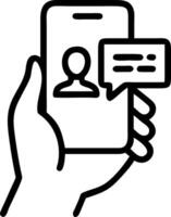 Woman holds smartphone with mockup chat box screen symbolizes digital communication and social network interaction concept as Highlights seamless messaging tools and their role in Clean vector
