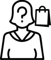 Woman confused thinking question mark icon paper bag copy space concept as Woman wears paper bag with question mark symbolizes confusion or curiosity in Photo Stock Concept and Clean vector