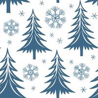 Winter wonderland seamless tile pattern with snow covered trees icicles and frosty seasonal beauty concept as Snowflakes frosted pine trees and shimmering icicles form a seamless w Clean vector