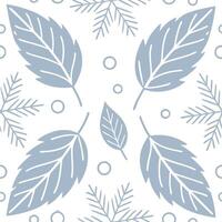 Winter whites seamless pattern with frost covered leaves snowflakes and icy textures for a delicate cold season feel concept as Delicate winter whites pattern with frost covered le Clean Set 2 vector