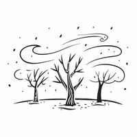 Winter trees seamless pattern with twisted branches and heavy snow for a dramatic cold weather effect concept as Dramatic winter trees pattern with twisted branches and heavy snow Clean vector
