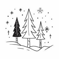 Winter trees seamless pattern with snowy pine trees forest background and soft snowflakes for a quiet winter forest concept as Quiet winter forest pattern with snowy pine trees sof Clean vector