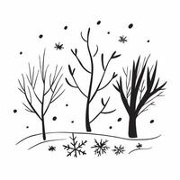Winter trees seamless pattern with frozen branches snowflakes and icy textures for a cold dramatic winter landscape concept as Frozen winter trees pattern with icy branches and sno Clean vector