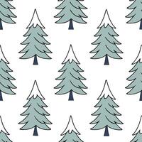 Winter trees seamless pattern with evergreen trees snowy branches and icy textures for a festive winter design concept as Festive winter trees pattern with evergreen trees snowy br Clean Set 2 vector
