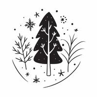 Winter snow seamless pattern with snow covered trees frosty branches and sparkling snowflakes for a magical winter look concept as Magical winter snow pattern with snow covered tre Clean Set 4 vector