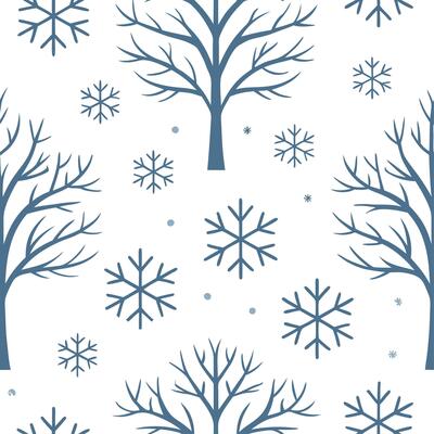 Winter snow seamless pattern with snow covered trees frosty branches and sparkling snowflakes for a magical winter look concept as Magical winter snow pattern with snow covered tre Clean Set 5