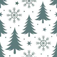 Winter seamless pattern with evergreen trees snowflakes and frosty textures for a traditional winter look concept as Traditional winter pattern with evergreen trees snowflakes and Clean Set 2 vector