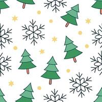 Winter seamless pattern with festive trees snowflakes and holiday lights for a joyful holiday atmosphere concept as Joyful holiday winter pattern with festive trees snowflakes and Clean Set 2 vector