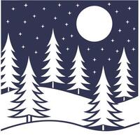 Winter nights seamless pattern with starry skies snow covered trees and soft moonlight for a peaceful tranquil atmosphere concept as Serene winter night pattern with starry skies s Clean Set 2 vector