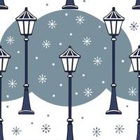 Winter nights seamless pattern with snowy hills distant mountains and sparkling stars for a peaceful remote winter landscape concept as Remote winter night pattern with snowy hills Clean Set 7 vector