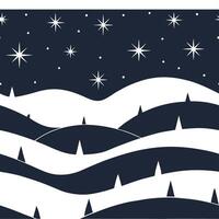 Winter nights seamless pattern with snowy hills distant mountains and sparkling stars for a peaceful remote winter landscape concept as Remote winter night pattern with snowy hills Clean Set 3 vector