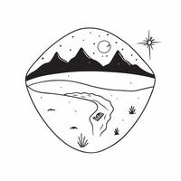 Winter nights seamless pattern with snowy hills distant mountains and sparkling stars for a peaceful remote winter landscape concept as Remote winter night pattern with snowy hills Clean Set 2 vector