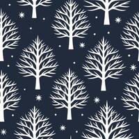 Winter nights seamless pattern with frosty trees soft snowflakes and quiet night skies for a calm reflective atmosphere concept as Calm winter night pattern with frosty trees soft Clean Set 4 vector
