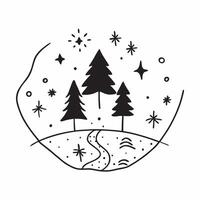 Winter nights seamless pattern with frosty trees soft snowflakes and quiet night skies for a calm reflective atmosphere concept as Calm winter night pattern with frosty trees soft Clean vector