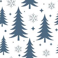 Winter nights seamless pattern with frosty trees soft snowflakes and quiet night skies for a calm reflective atmosphere concept as Calm winter night pattern with frosty trees soft Clean Set 2 vector