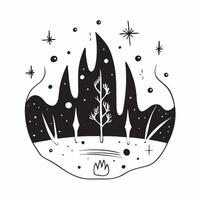 Winter nights seamless pattern with dark sky snowflakes and glowing trees for a mystical winter evening effect concept as Mystical winter night pattern with dark skies snowflakes a Clean vector