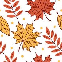 Warm autumn leaf collage seamless tile pattern with mixed foliage and rich colors concept as Mixed autumn foliage in rich colors create a warm leaf collage seamless tile pattern fo Clean vector