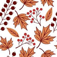 Warm autumn berries and leaves seamless tile pattern with rich reds oranges and browns concept as Rich red orange and brown berries and leaves create a warm autumn berries seamless Clean vector